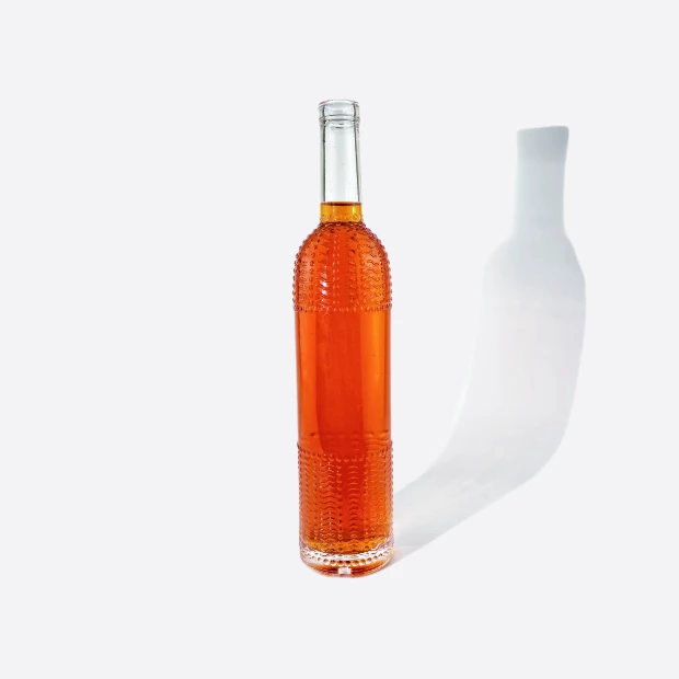 750ml Round Embossed Glass Bottle - Premium Spirits Design